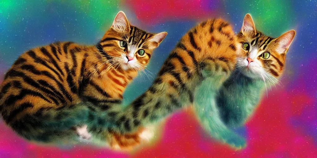 Image similar to a cat that has been dancing on the surface of the water, digital art