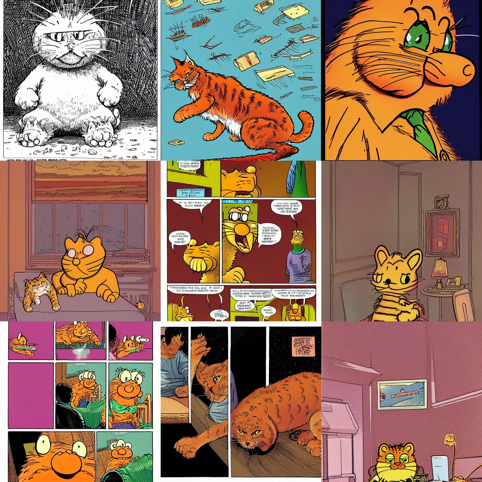 Prompt: garfield by moebius