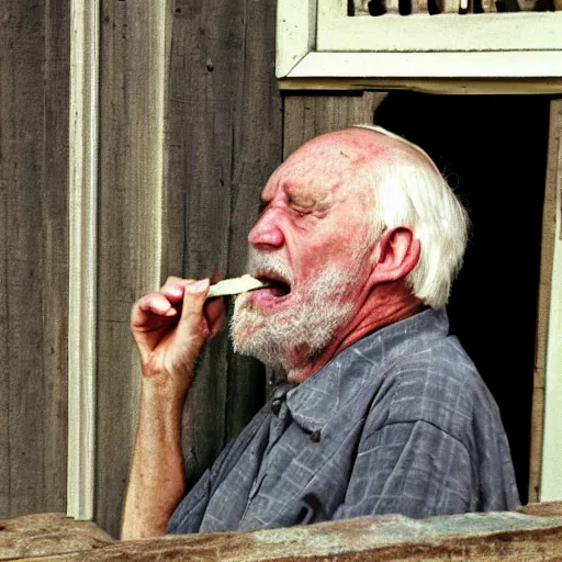 Prompt: an old english man licks a key, canon eos