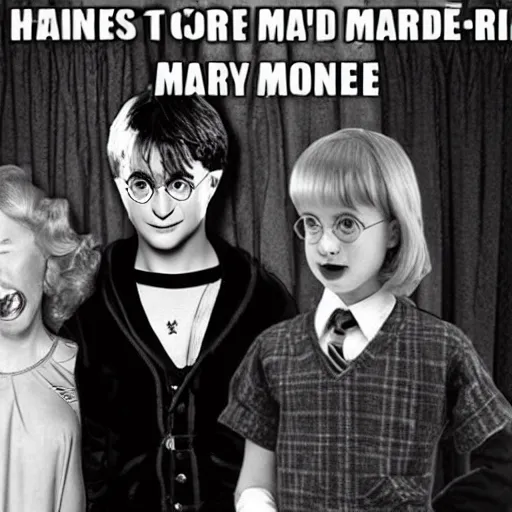 Image similar to a hard core meme featuring harry potter and marylin monroe