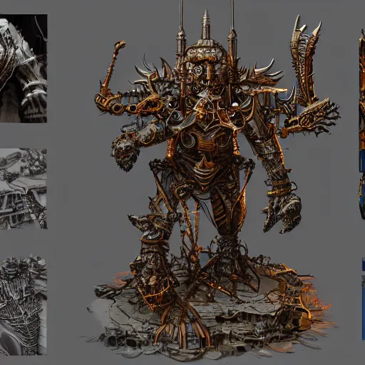 Prompt: machine god rebuilding itself, fantasy, d & d, intricate, detailed, detailed, trending on artstation, trending on artstation, smooth