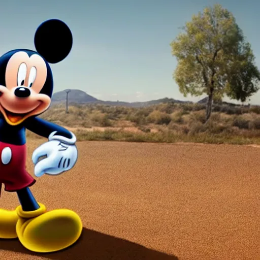 Prompt: still shot of mickey mouse in breaking bad