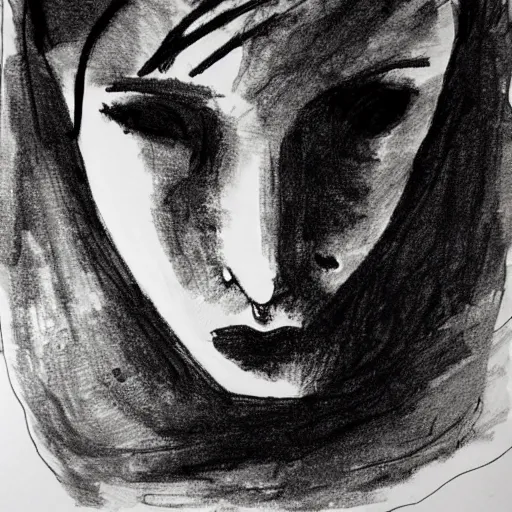 Image similar to despondency, black and white, ink sketch