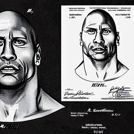 Image similar to dwayne johnson as a us patent drawing