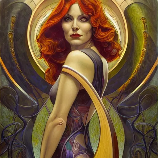 Image similar to a streamline moderne art nouveau painting in the style of donato giancola, and in the style of charlie bowater, and in the style of charles dulac. symmetry, smooth, sharp focus, semi - realism, intricate ultra fine detail.