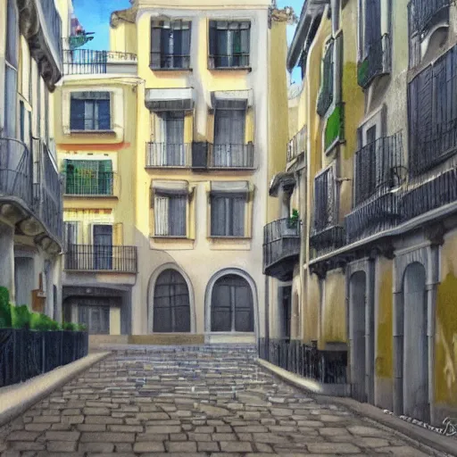 Image similar to A bird in Madrid, painted by Ghibli studio