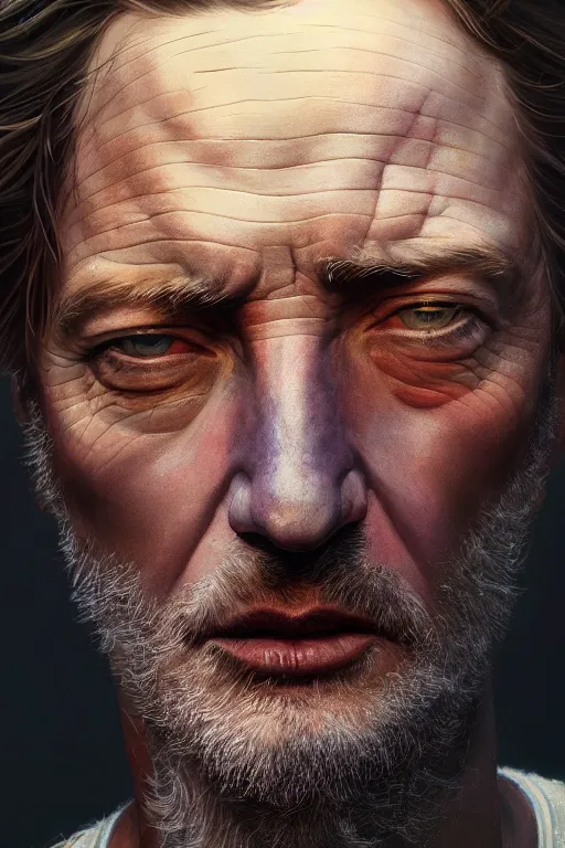 Image similar to ultra detailed close up facial portrait of bryan brown, extremely detailed digital painting, in the style of fenghua zhong and ruan jia and jeremy lipking and peter mohrbacher, mystical colors, rim light, beautiful lighting, 8 k, stunning scene, raytracing, octane, trending on artstation