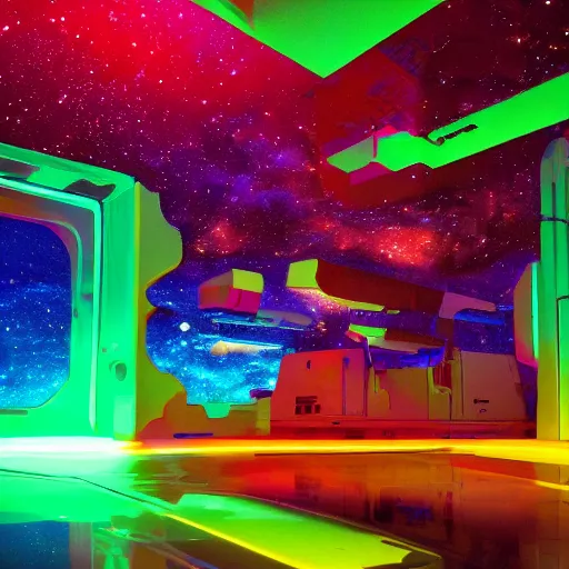 Prompt: Liminal space in outer space, Neon Ooze aesthetic