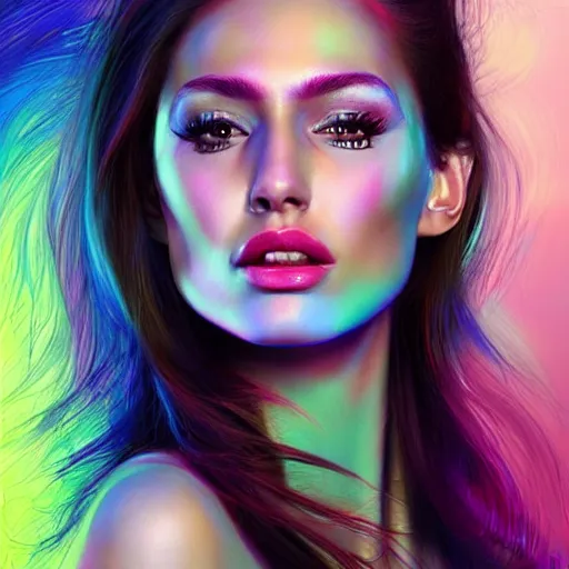 Prompt: hyperrealistic oil painting of electric woman, cute - fine - face, pretty face, oil slick hair, realistic shaded perfect face, extremely fine details, realistic shaded lighting, dynamic background, artgerm, 8 k ultra realistic, highly detailed, art by joi rudin