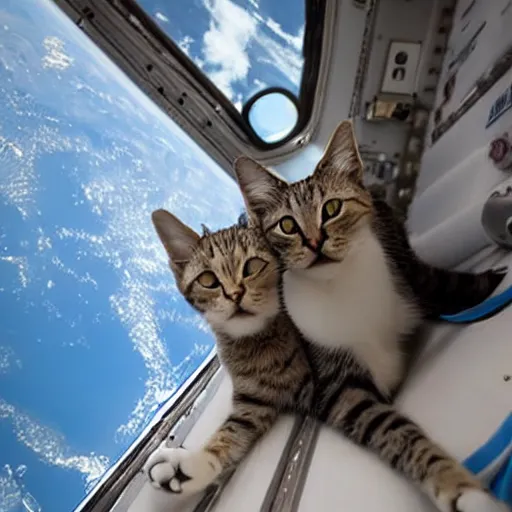 Image similar to Photo of cats floating inside the ISS