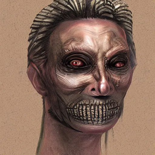 Prompt: realistic portrait of spamton in the style of h. r. giger