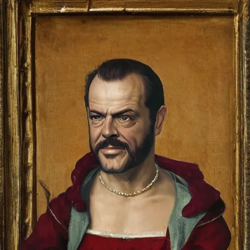 Prompt: a renaissance style portrait painting of Jack Nicholson