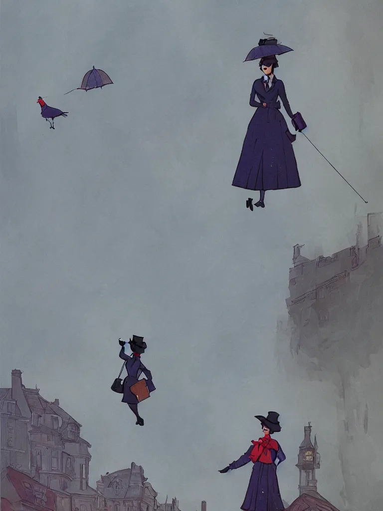 Image similar to mary poppins by disney concept artists, blunt borders, rule of thirds