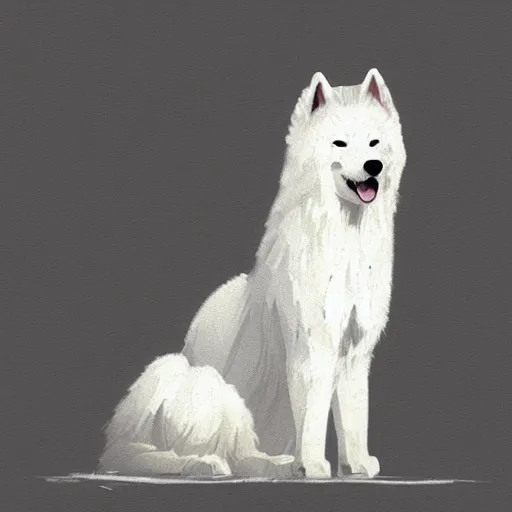 Prompt: samoyed, artwork by raphael lacoste, epic, cute