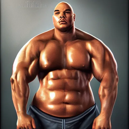 Prompt: fat joe with the physique of a body builder, hyper realistic, ultra detailed, cinematic, dynamic lighting, photorealistic, refined, intricate, digital art, digital painting, masterpiece, 8k