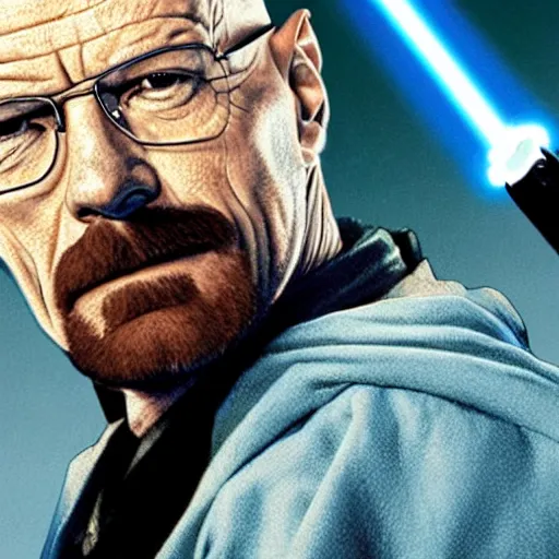 Image similar to walter white with a lightsaber