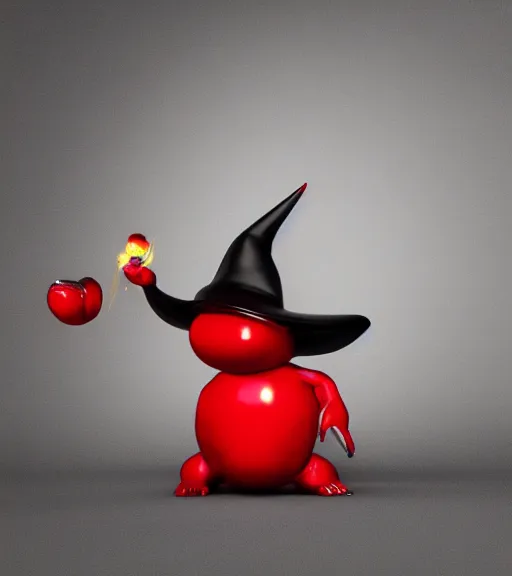 Image similar to a sculpture of cute wizard black red 3 d by jeff koons ray tracing, octane redner brilliantly coloured, trending on artstation, unreal engine, hdr, polished