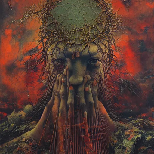 Prompt: realistic detailed image of the Holy War, Neo-Gothic, gothic, rich deep colors. Beksinski painting, part by Adrian Ghenie and Gerhard Richter. art by Takato Yamamoto. masterpiece