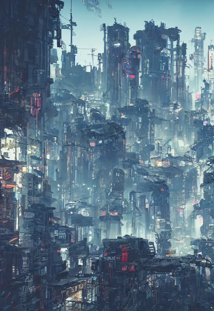 Prompt: illustration of cyberpunk ruins Tokyo in sky reclaimed by nature, by Otomo Katsuhiro and Annibale Siconolfi, cgsociety, 8K, unreal engine