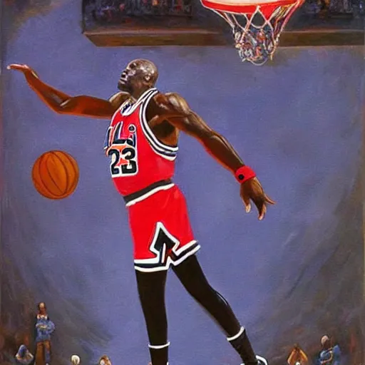 Image similar to michael jordan painted like a renaissance saint.