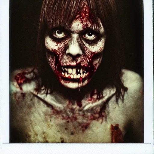 Prompt: a very beautiful polaroid picture of a zombie, award winning photography