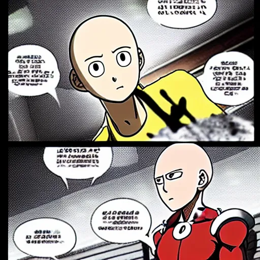 Prompt: saitama one punch man cooking long bread, bakery