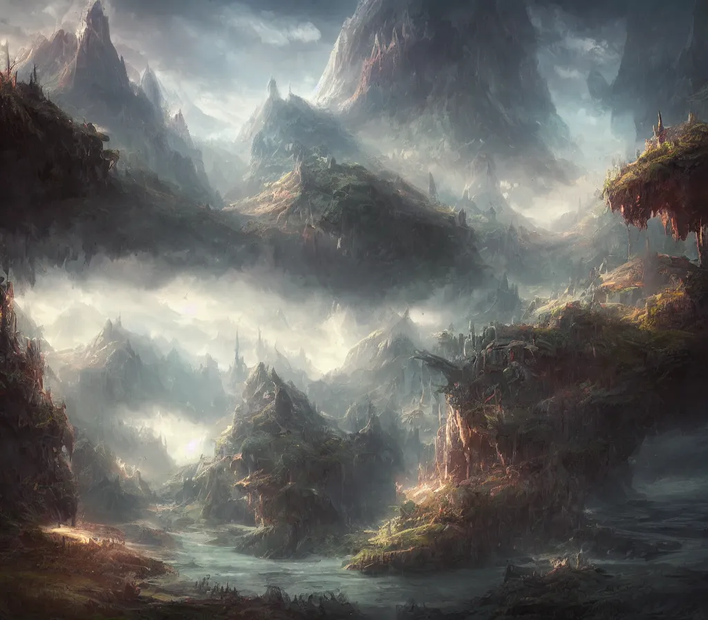 Prompt: fantasy landscape, ultra sharp, very detailed, high quality focus by wlop