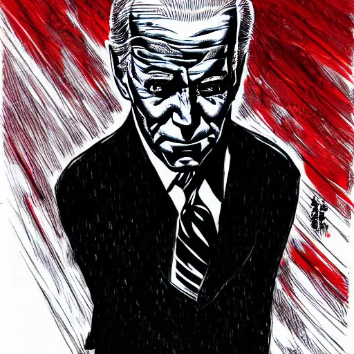 Image similar to Joe Biden looking sinister, by Tsutomu Nihei, highly detailed