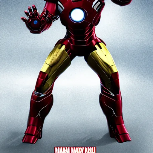 Prompt: iron man holding thousands hammer