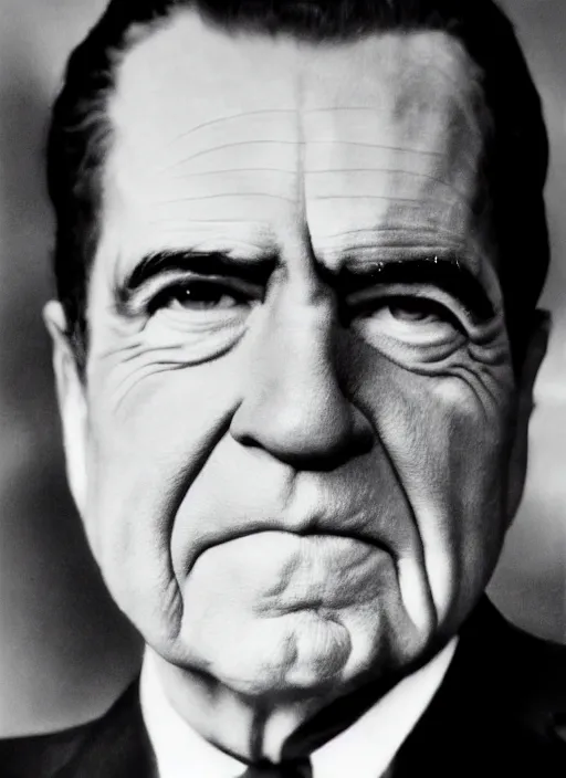 Prompt: 3 0 0 0 ( richard nixon ), portrait photography feroflex photorealistic studio lighting ektachrome detailed intricate face details, ultradetails, beautiful face, realistic shaded perfect face, extremely fine details