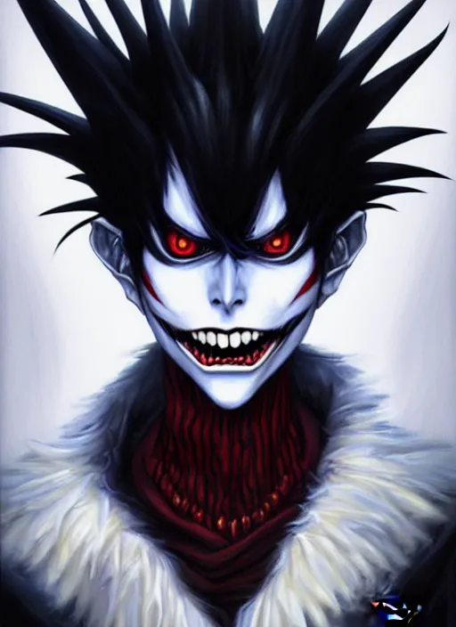 Image similar to a _ fantasy _ style _ portrait _ painting _ of ryuk _ painting _ unreal _ 5 _ daz. _ rpg _ portrait _ extremely _ detailed _ artgerm _ greg _ rutkowski _ greg