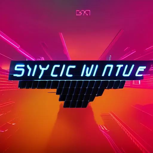 Image similar to scifi logo for a synthwave music producer, digital 3 d, black background, minimal, trending on artstation