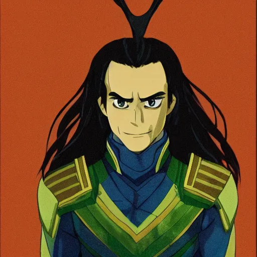 Image similar to High quality anime portrait of Loki