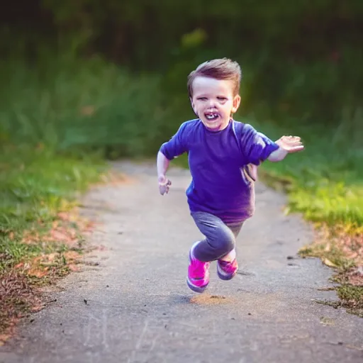 Prompt: a small child running with scissors, like straight up sprinting