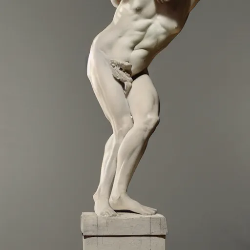 Prompt: neo - classical statue made of flesh and bone