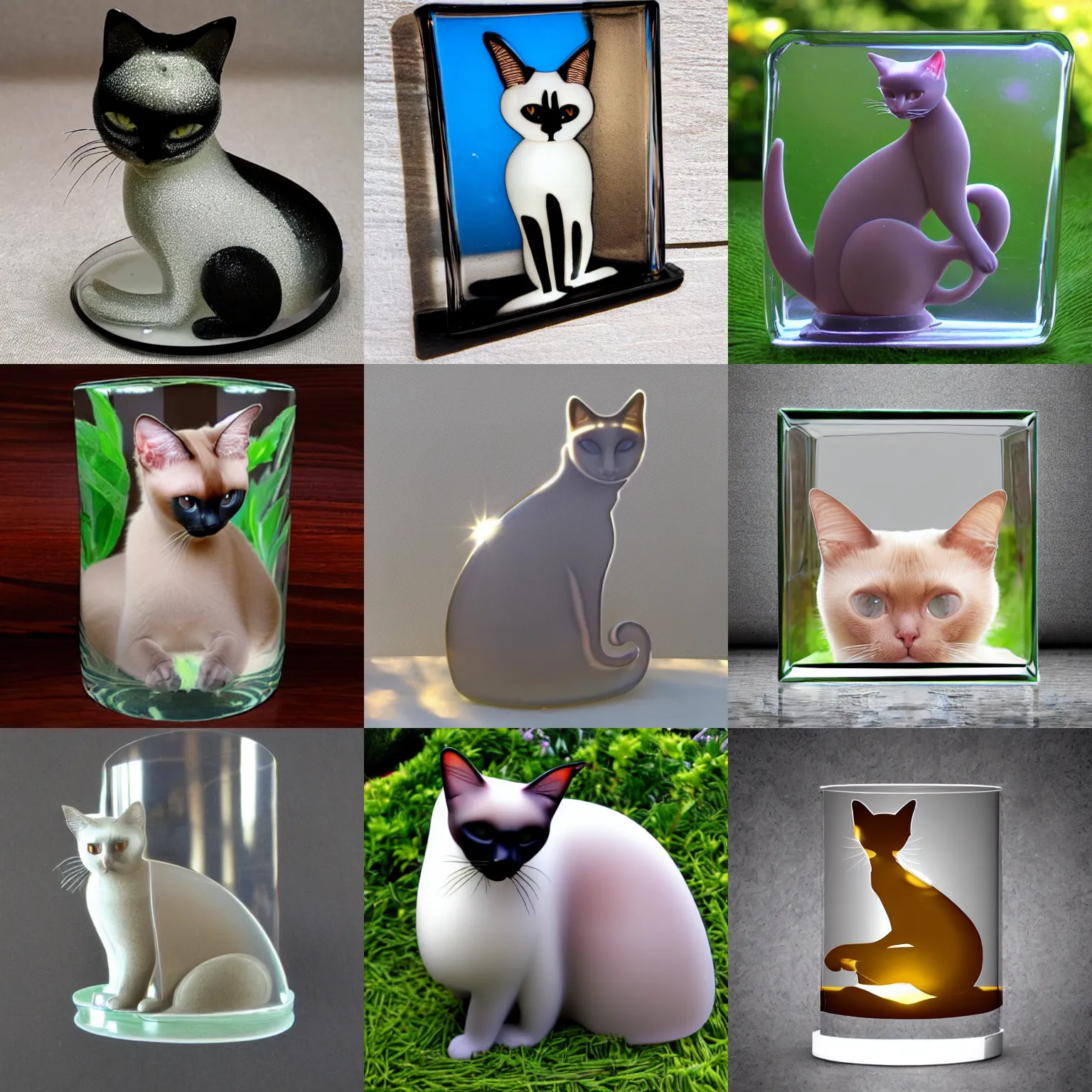 Prompt: siamese cat elegance sunlight glass