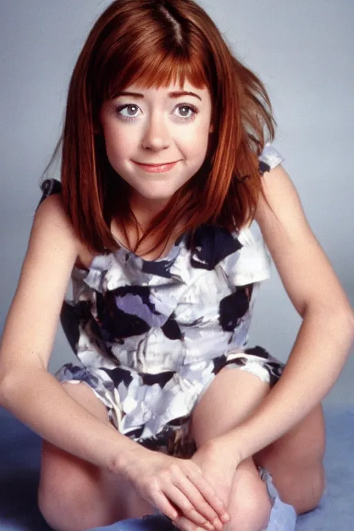 Prompt: portrait of young cute alyson hannigan