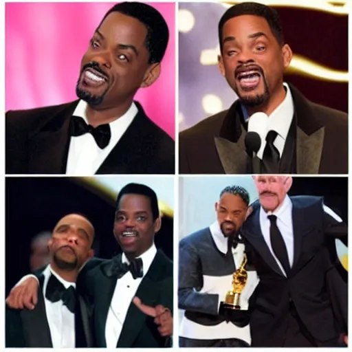 Image similar to chris rock slapping will smith at the oscars 2022