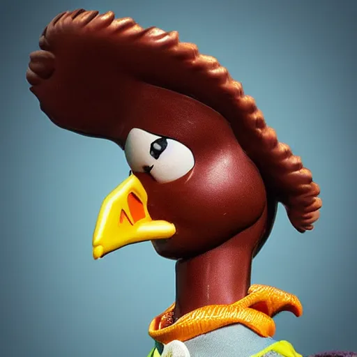 Prompt: breathtaking portrait of a chicken chocolate sculpture, art concept, artstation, sharp focus, toy story style