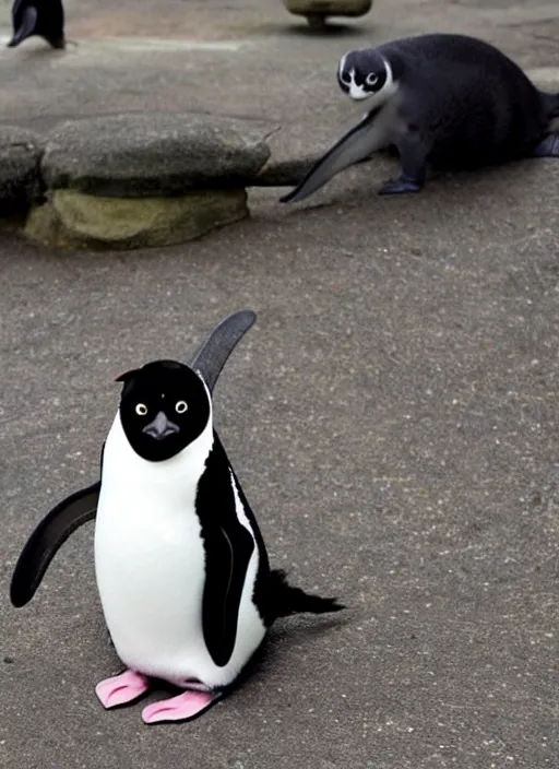 Image similar to a penguin cat hybrid