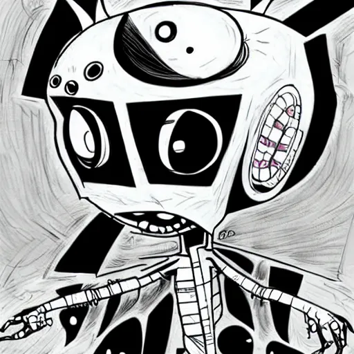 Image similar to Invader Zim!!!, in the style of artist Kim Jung Gi,