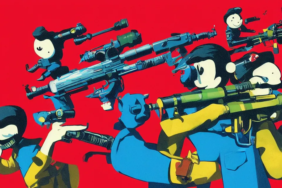Image similar to 3 concept illustrations supersoaker water guns, by jamie hewlett
