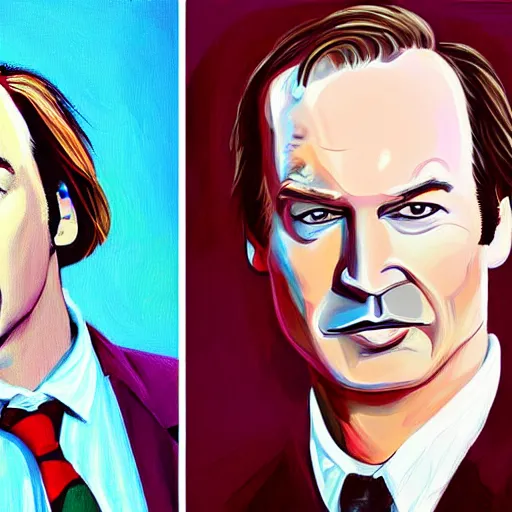 Image similar to a detailed portrait of bob odenkirk as saul goodman painted by johnny depp