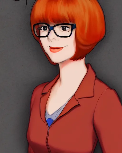 Image similar to a portrait of Velma Dinkley in the style of pixiv