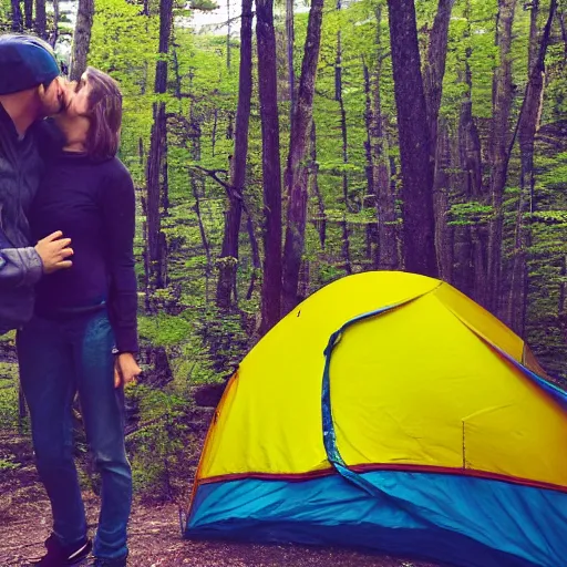 Image similar to a cute couple camping in northern maine