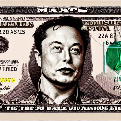 Image similar to Elon musk on the Mars Dollar bill