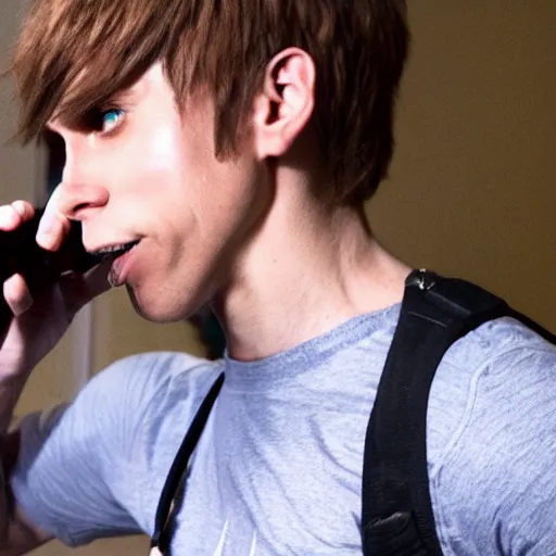 Image similar to Live Action Still of Jerma in Scott Pilgrim, real life, hyperrealistic, ultra realistic, realistic, highly detailed, epic, HD quality, 8k resolution, body and headshot, film still