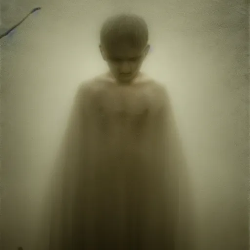 Prompt: pale young ghost boy, by mikko lagerstedt, by chris friel, by christian schloe