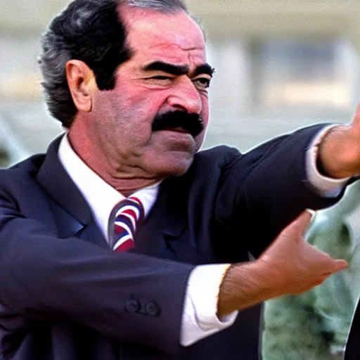 Image similar to saddam hussain shooting george bush