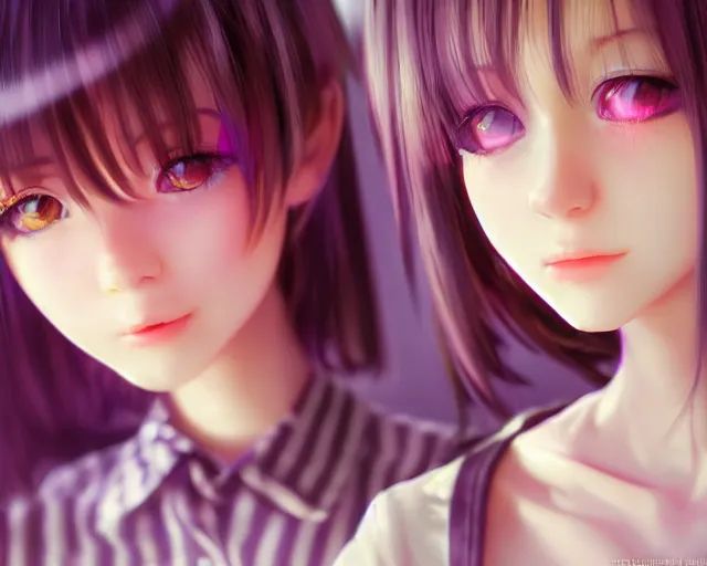 Image similar to photorealistic animatronic girl render, visual novel, detailed face, colorful, atmosphere cinematic, by wlop, by ilyu kuvshinov, soft shadows, concept art, super detailed, octane render, 8 k, unreal engine 5, super realistic, ufotable studio art style, trending in pixiv, japanese light novel cover